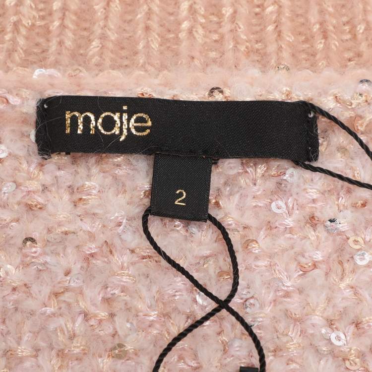 مملوكة مسبقًا Maje Pink Sequins and Knit Sweater M