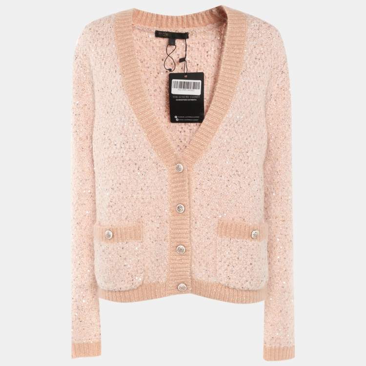 مملوكة مسبقًا Maje Pink Sequins and Knit Sweater M