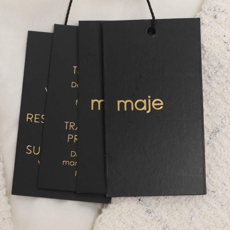 مملوكة مسبقًا Maje Cream/Silver Tweed Dress M