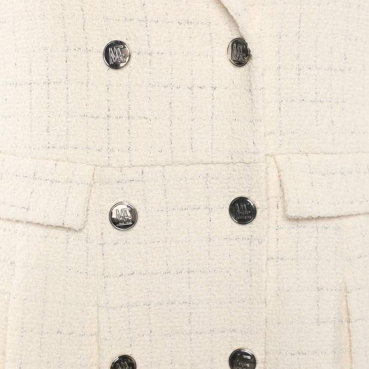 مملوكة مسبقًا Maje Cream/Silver Tweed Dress M