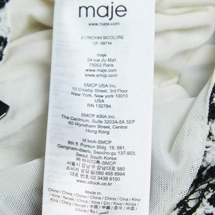 Pre Owned Maje Black/White Royan Embroidered Lace Mini Dress M