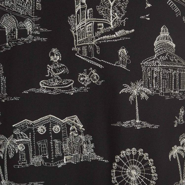 Pre Owned Maje Black Embroidered Crepe Midi Skirt S   