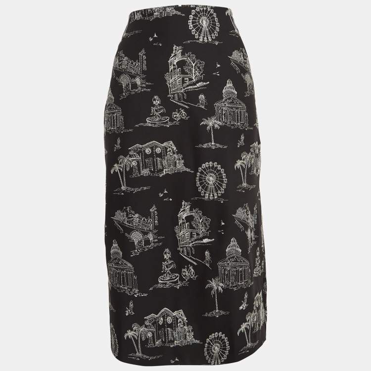 Pre Owned Maje Black Embroidered Crepe Midi Skirt S   