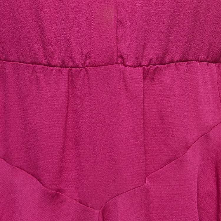 Pre Owned Maje Pink Satin Crepe Asymmetrical Midi Dress L