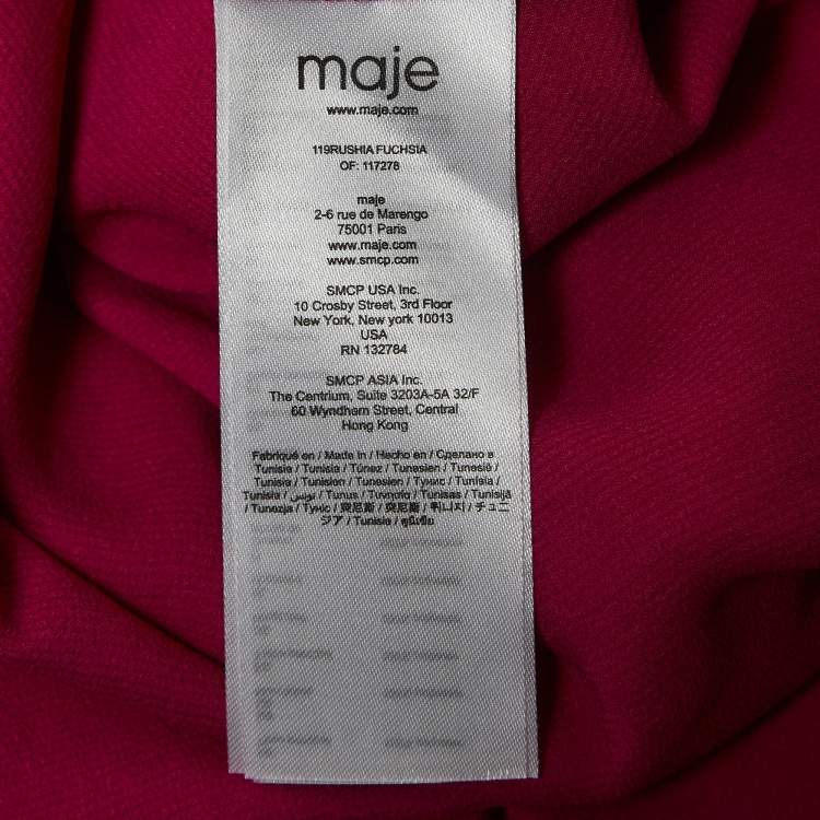 Pre Owned Maje Pink Satin Crepe Asymmetrical Midi Dress L
