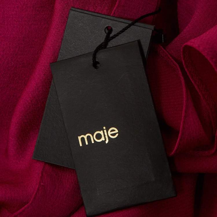 Pre Owned Maje Pink Satin Crepe Asymmetrical Midi Dress L