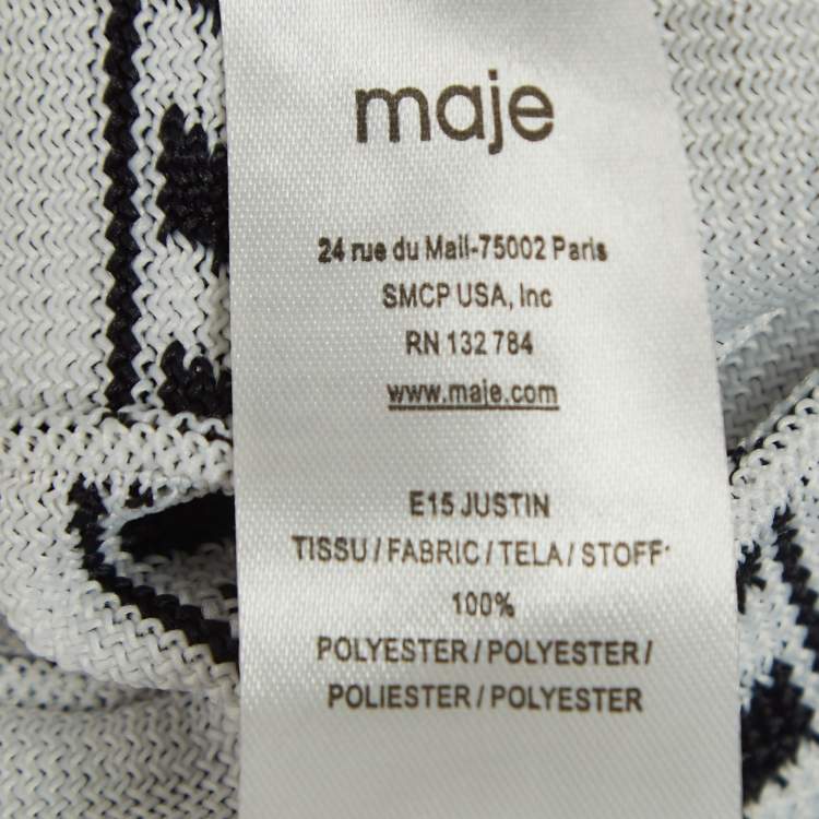 Pre Owned Maje Navy Blue Patterned Knit Flared Mini Skirt S