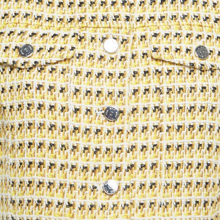Pre Owned Maje Yellow Tweed Mini Dress L