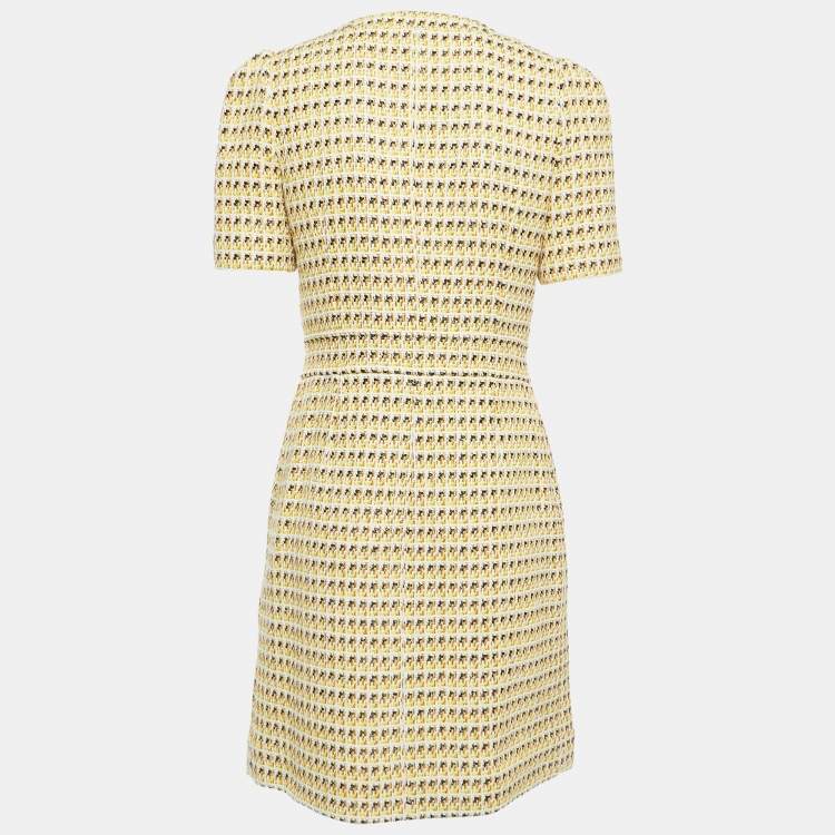Pre Owned Maje Yellow Tweed Mini Dress L