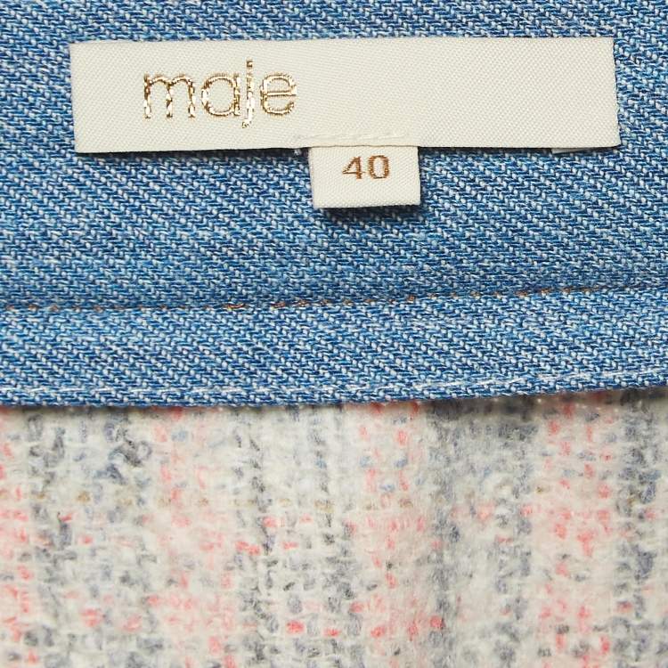 Pre Owned Maje Multicolor Tweed Buttoned Front Mini Skirt L