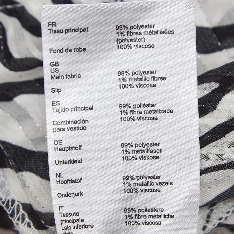 Pre Owned Maje Black/White Zebra Print Lurex Crepe Ruffled Maxi Dress S
