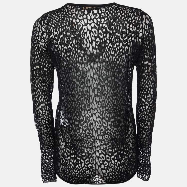 Pre Owned Maje Black Patterned Lace Full Sleeves Top S