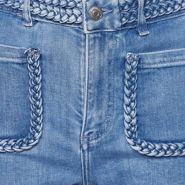 Pre Owned Maje Blue Denim Braid Detail Flared Jeans S