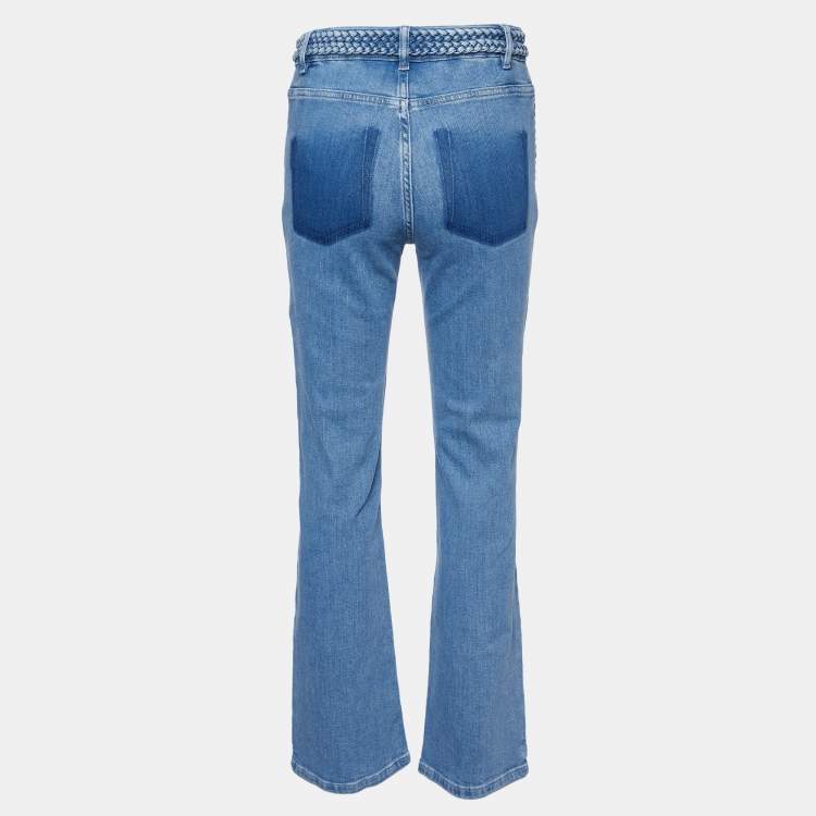 Pre Owned Maje Blue Denim Braid Detail Flared Jeans S