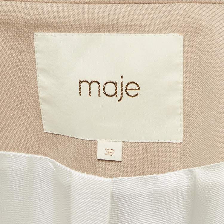 Pre Owned Maje Beige Wool Blend Single Breasted Pants Suit S