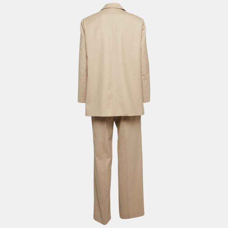 Pre Owned Maje Beige Wool Blend Single Breasted Pants Suit S
