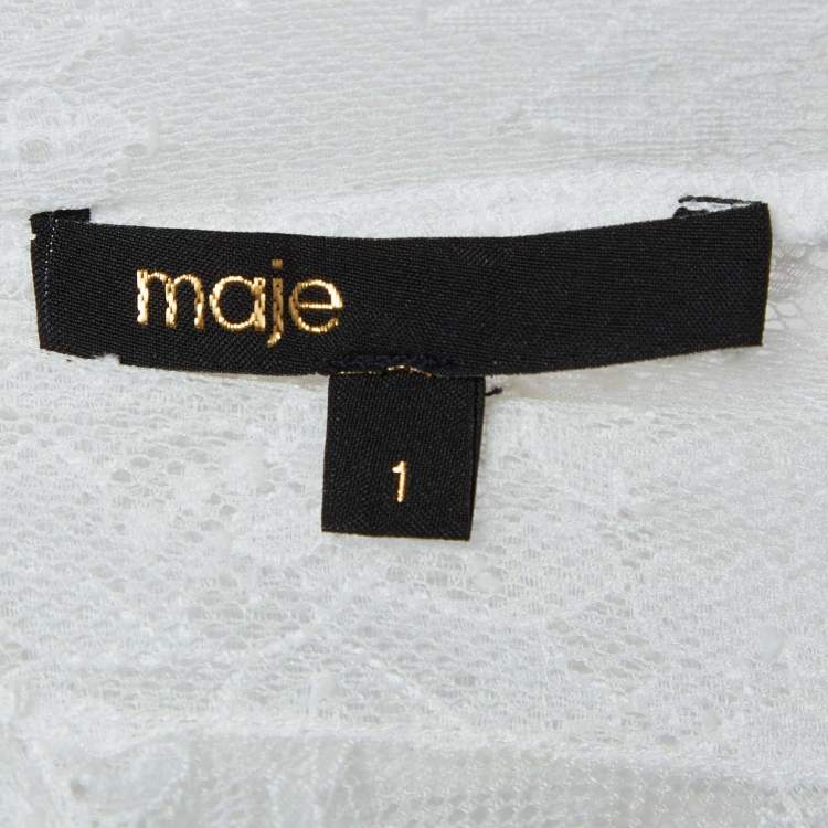 Pre Owned Maje White Floral Lace Semi Sheer Top S