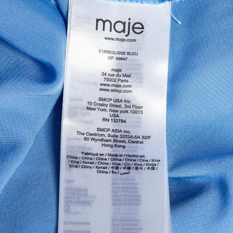 Pre Owned Maje Blue Lace Reglisse Ruffled Cold Shoulder Dress S