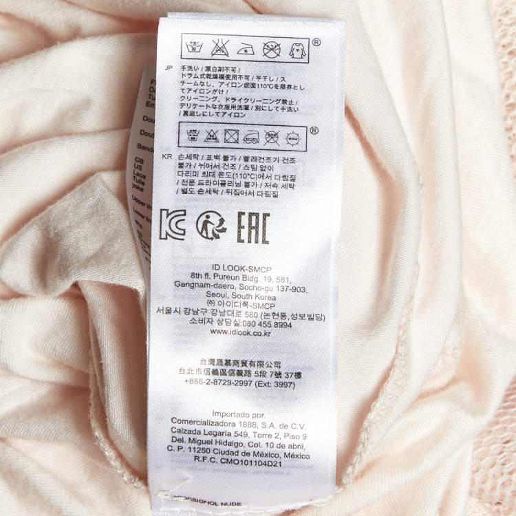 Pre Owned Maje Light Peach Lace Rossignol Pleated Mini Dress M