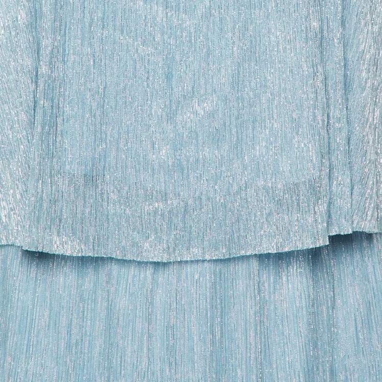 Pre Owned Maje Blue Lurex Knit Skirt Top Set L/M