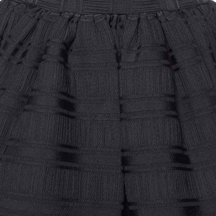 Pre Owned Maje Black Patterned Jersey Ruffled Mini Dress S