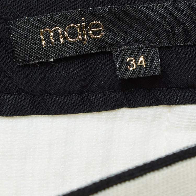 Pre Owned Maje Off- White Joppy Decorative-Button Tweed Mini Skirt XS