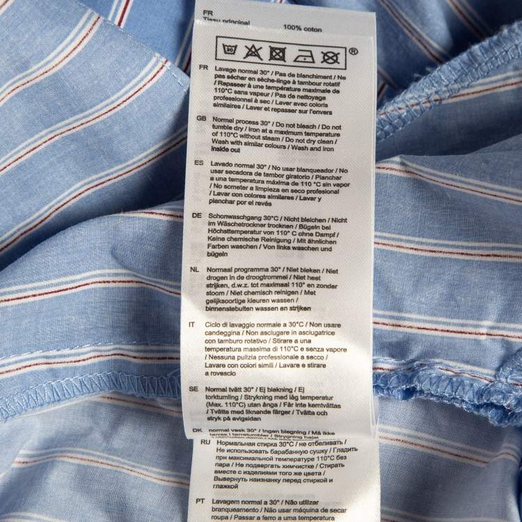 Pre Owned Maje Blue Pinstripe Cotton Belted Shirt Dress M