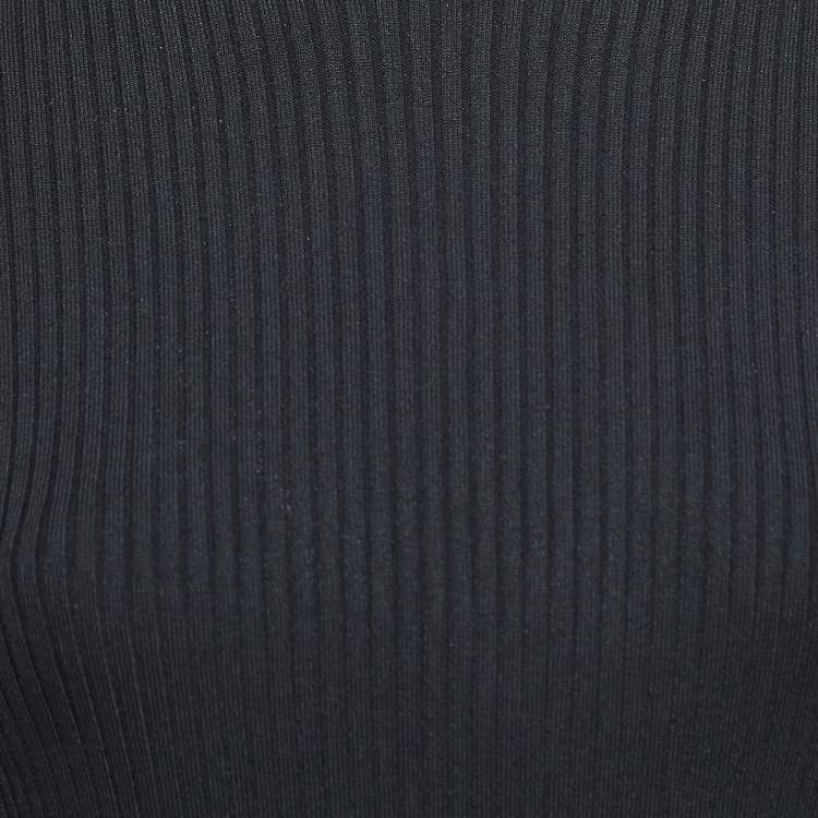Pre Owned Maje Black Rib Knit Cut-Out Detail Midi Dress L