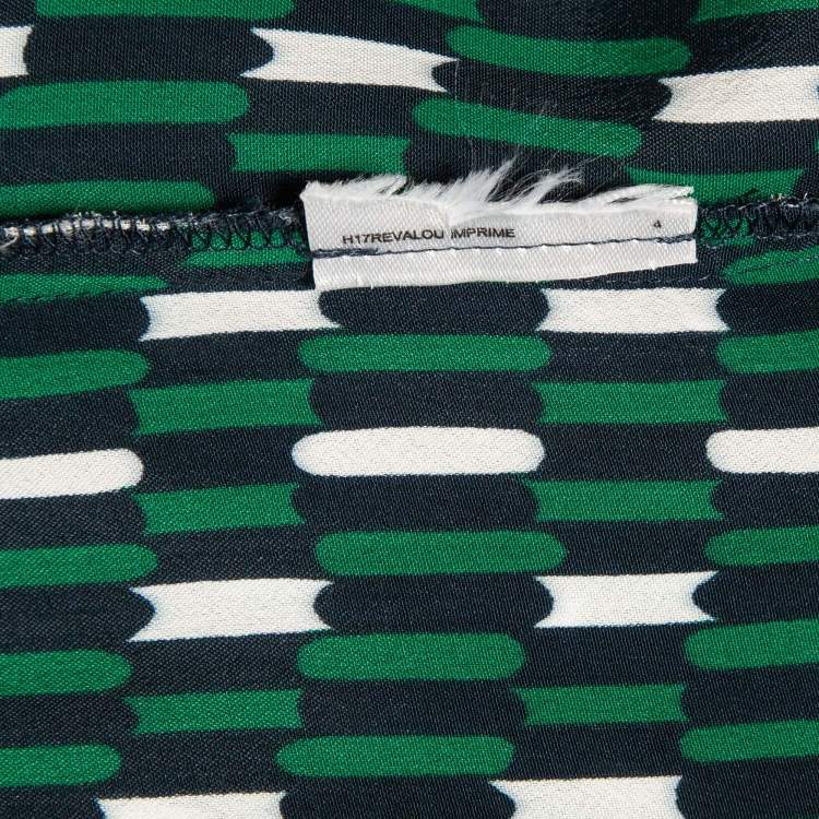 Pre Owned Maje Green Revalou Geometric Print Chiffon Short Dress M