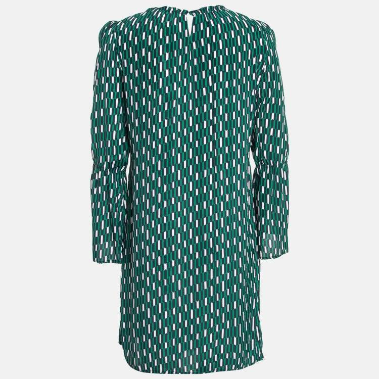 Pre Owned Maje Green Revalou Geometric Print Chiffon Short Dress M