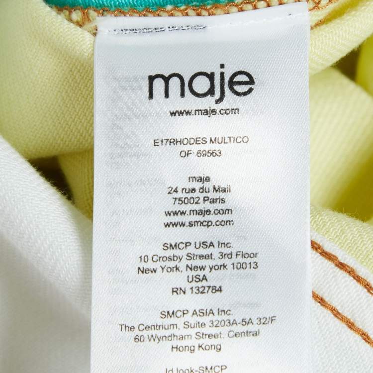 Pre Owned Maje Colorblocked Denim Buttoned Short Dress S