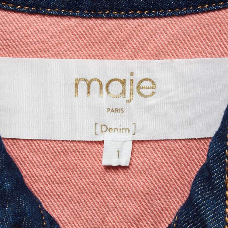 Pre Owned Maje Colorblocked Denim Buttoned Short Dress S