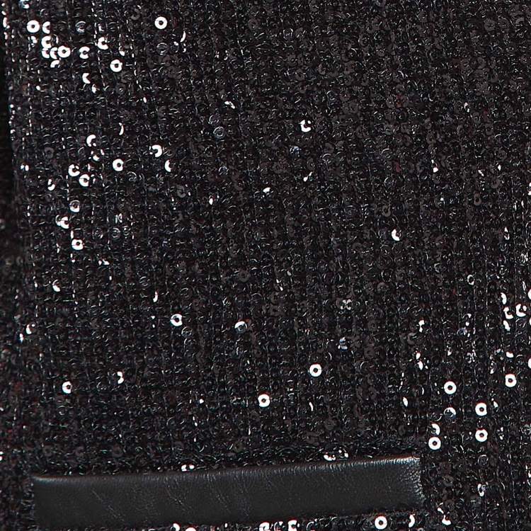 Pre Owned Maje Black Sequin Cropped Jacket S
