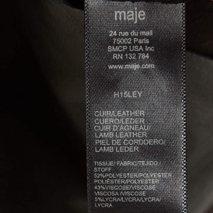 Pre Owned Maje Black Studded Leather and Jersey Sleeveless Top S