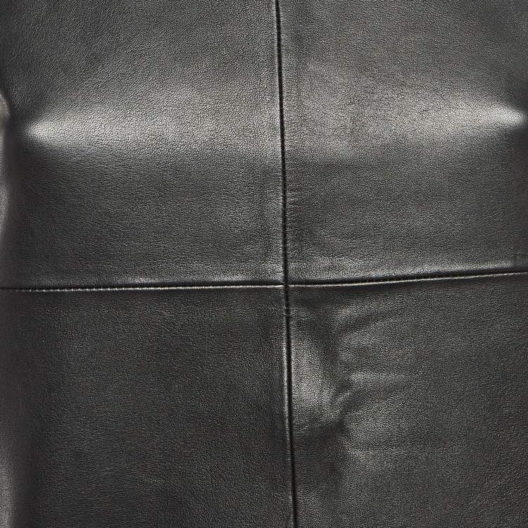 Pre Owned Maje Black Studded Leather and Jersey Sleeveless Top S