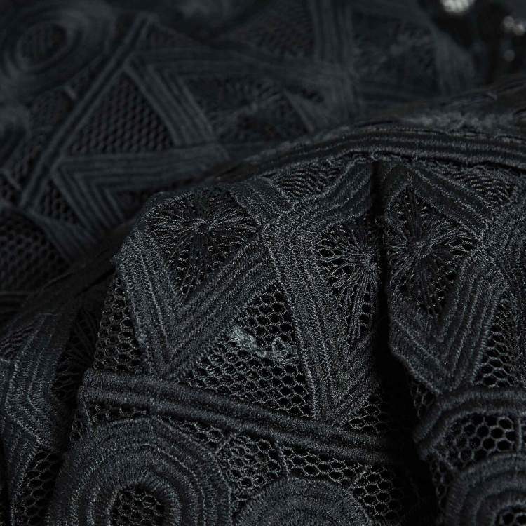 Pre Owned Maje Black Mesh & Lace Midi Skirt L