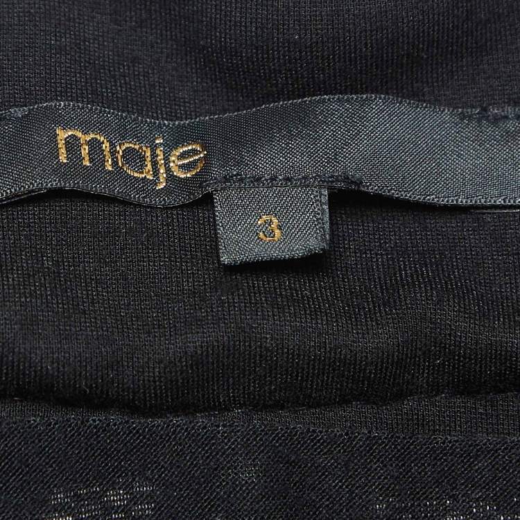 Pre Owned Maje Black Mesh & Lace Midi Skirt L