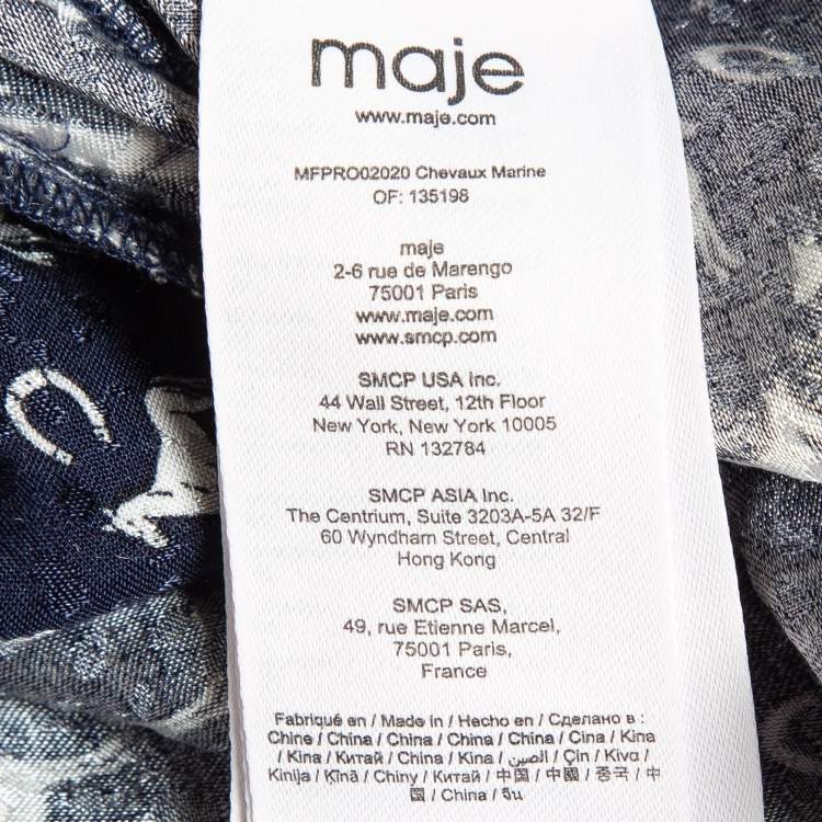 Pre Owned Maje Blue Horse Print Crepe Buttoned Mini Wrap Dress S