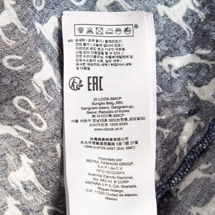 Pre Owned Maje Blue Horse Print Crepe Buttoned Mini Wrap Dress S