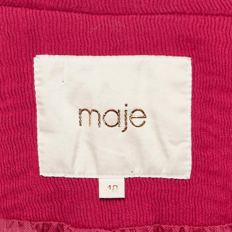 Pre Owned Maje Pink Crinkle Crepe Single Breasted Blazer M