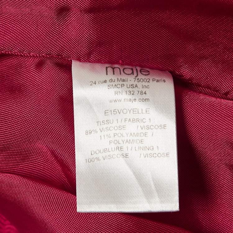 Pre Owned Maje Pink Crinkle Crepe Single Breasted Blazer M