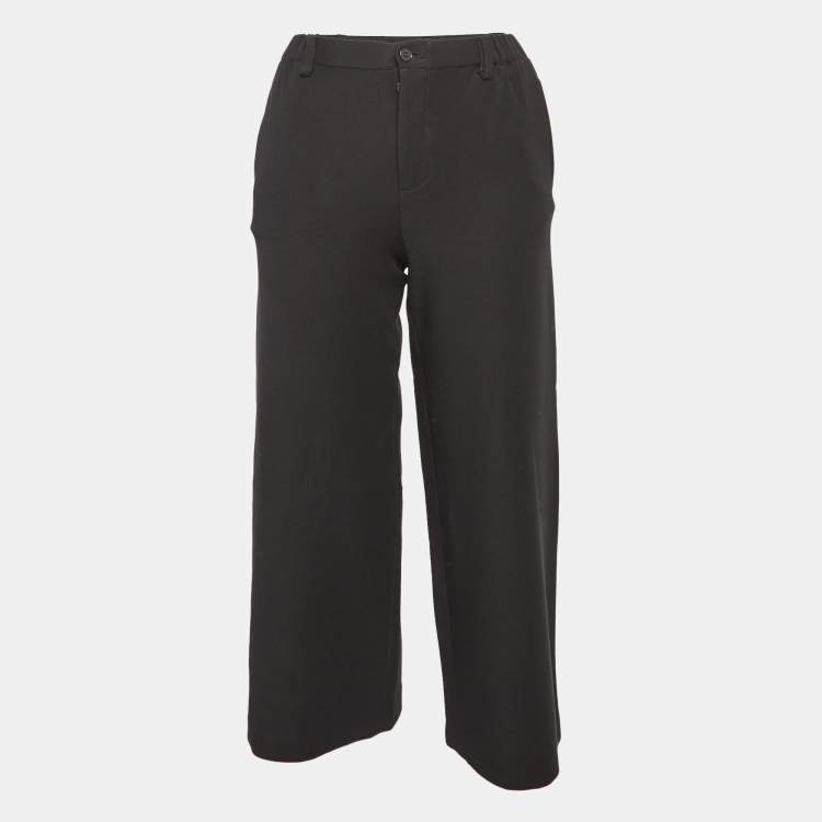 Pre Owned Maje Black Cotton Polaris Wide Leg Crop Trousers XS
