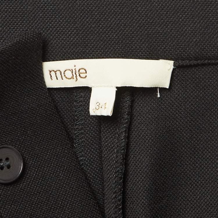 Pre Owned Maje Black Cotton Polaris Wide Leg Crop Trousers XS