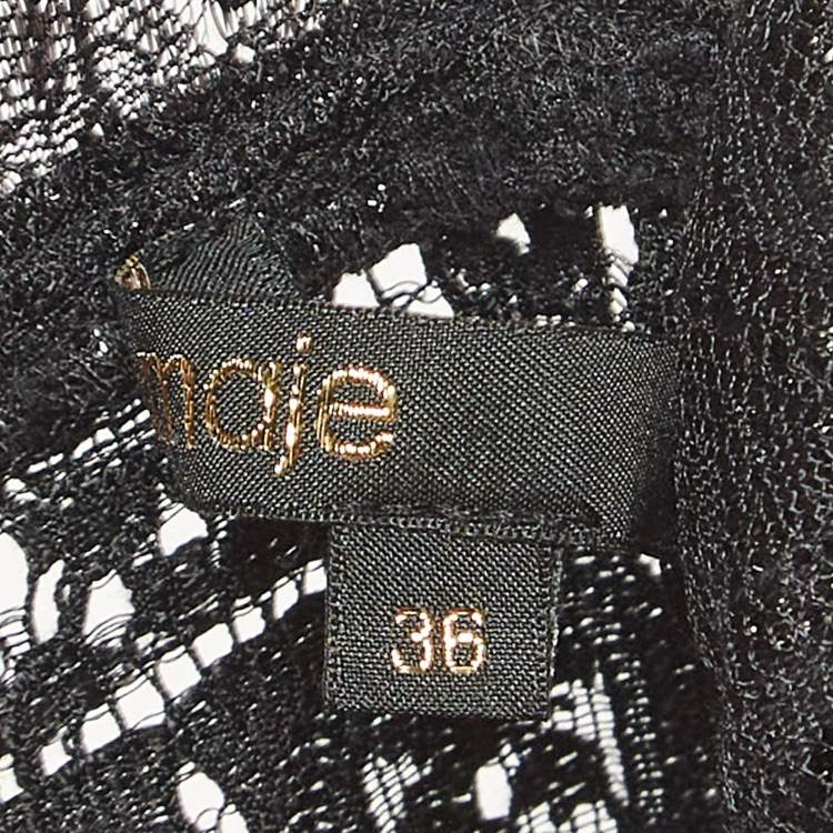 Pre Owned Maje Black Paisley Pattern Lace Mini Dress S