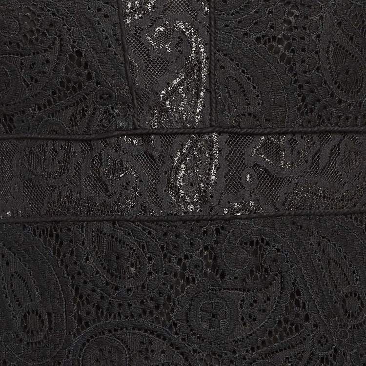 Pre Owned Maje Black Paisley Pattern Lace Mini Dress S