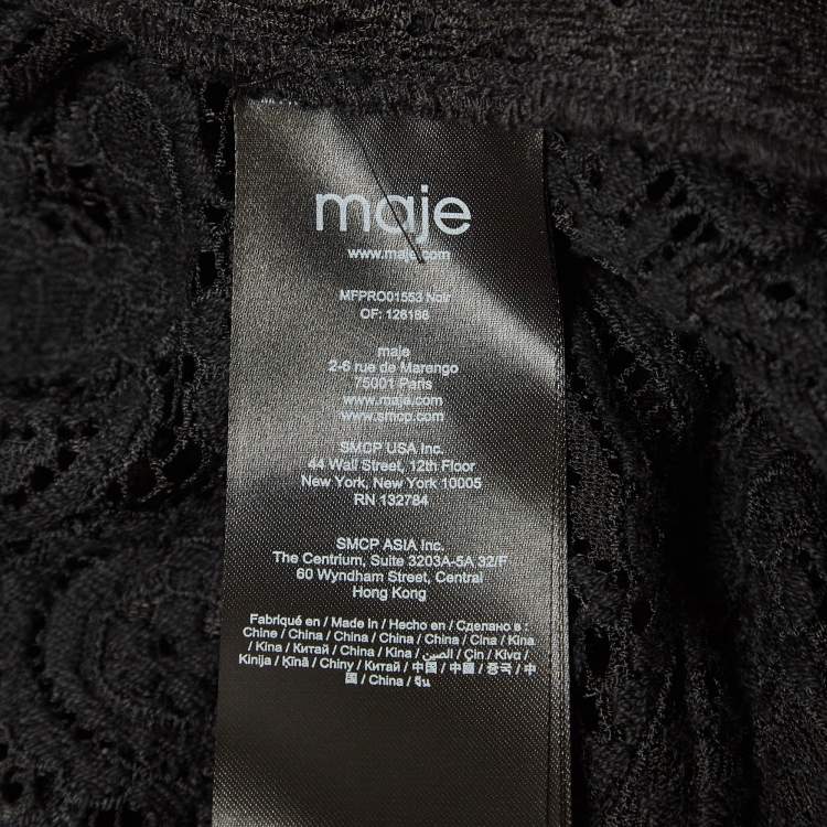 Pre Owned Maje Black Paisley Pattern Lace Mini Dress S