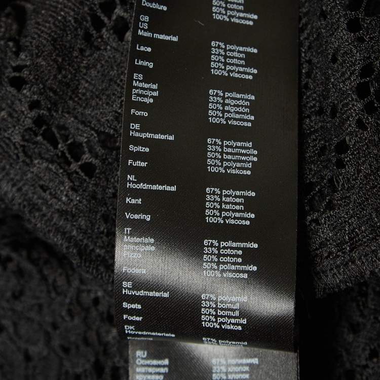 Pre Owned Maje Black Paisley Pattern Lace Mini Dress S