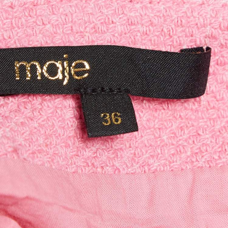 Pre Owned Maje Pink Tweed Shoulder Strap Jumpsuit S