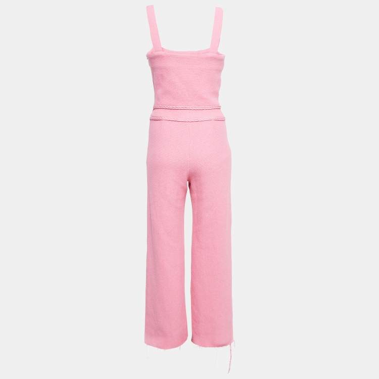 Pre Owned Maje Pink Tweed Shoulder Strap Jumpsuit S