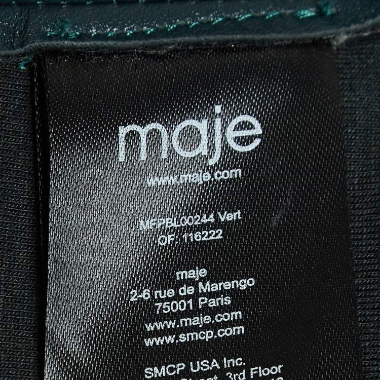 Pre Owned Maje Green Leather Biker Jacket M